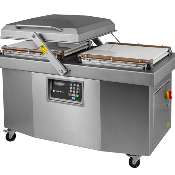 Commercial double chamber vacuum sealer, ideal for packaging large volumes of products.