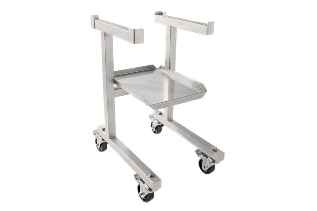 Stainless steel storage cart to move the tabletop vacuum packaging machine with its accessories