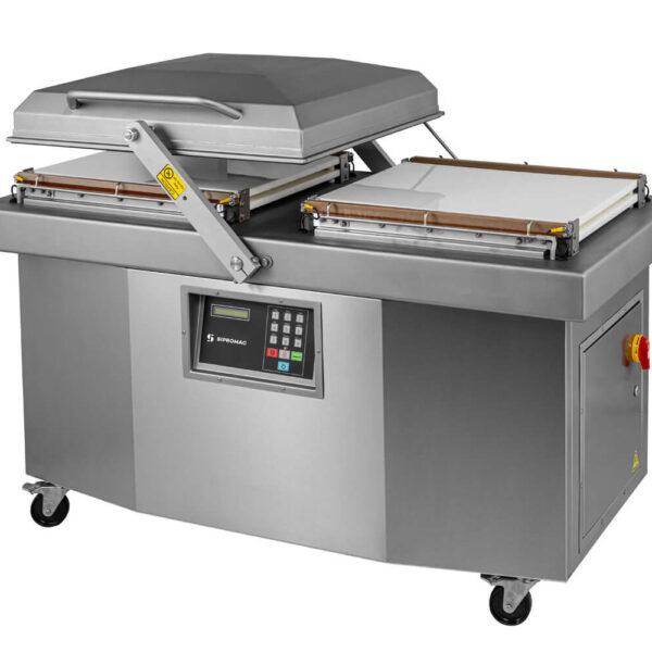 Commercial double chamber vacuum sealer, ideal for packaging large volumes of products.